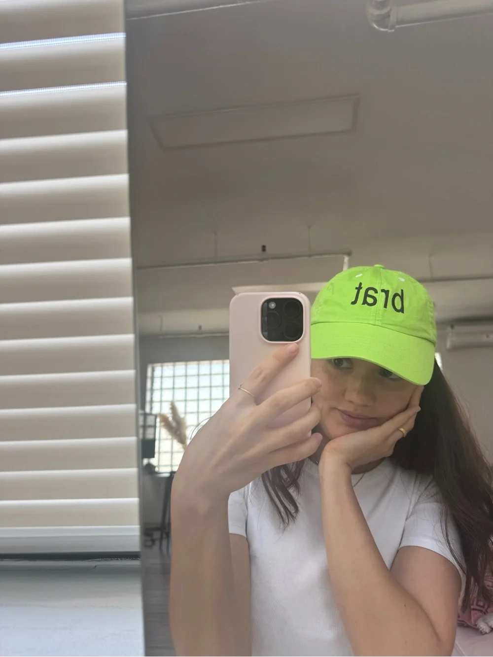 Neon Green Embroidered Baseball Cap - Unbranded